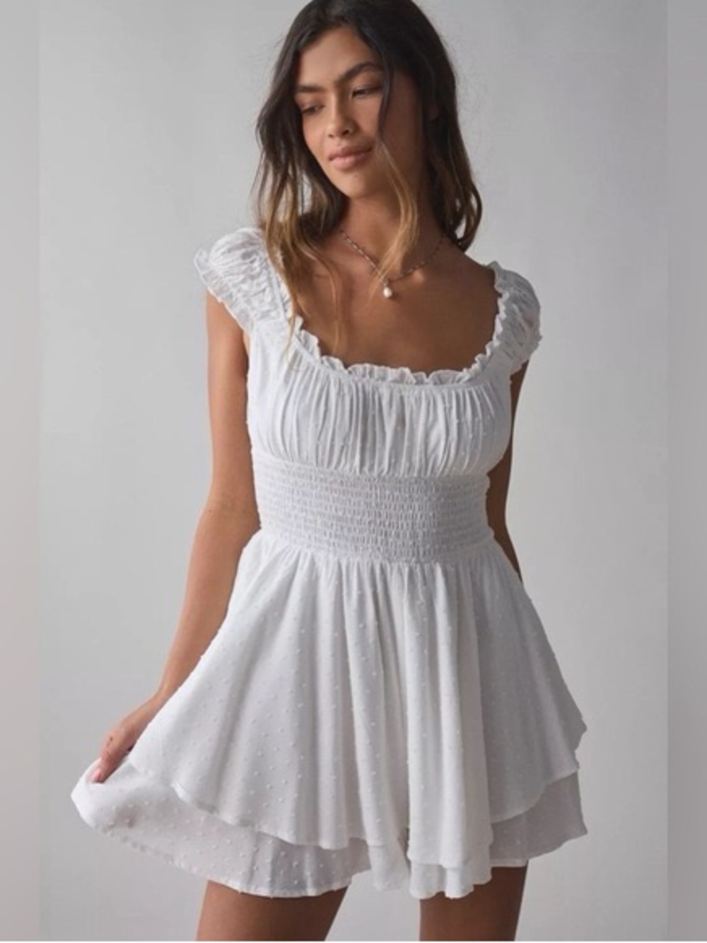 Urban Outfitters Rosie smocked tiered ruffle romper